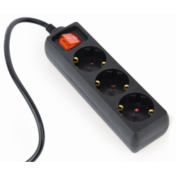 REGLETA SAI GEMBIRD 3 SCHUKO INTER CON FUSIBLE 10 A ENC C14 CABLE 0 6 M NEGRO
