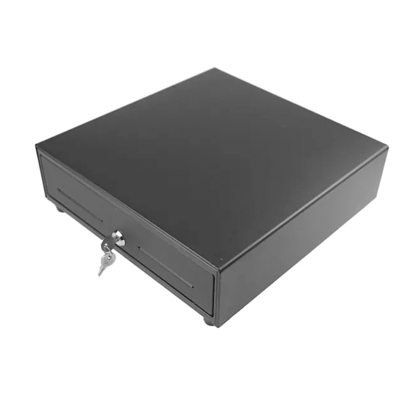 CAJON PORTAMONEDAS MUSTEK 410X415 MM 5 BILL 8 MON APERTURA MANUAL NEGRO