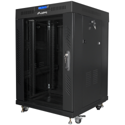ARMARIO LANBERG RACK 19 15U 600X600 FLAT PACK NEGRO PUERTA CRISTAL CON LCD