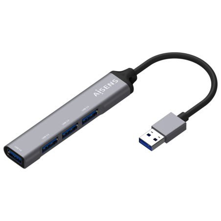 HUB AISENS USB 30 ALUMINIO TIPO A M 4XTIPO A H 10CM GRIS