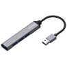 HUB AISENS USB 30 ALUMINIO TIPO A M 4XTIPO A H 10CM GRIS