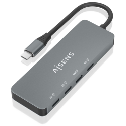 HUB AISENS USB 32 GEN2 10G USB C M 4XUSB C H 15CM GRIS