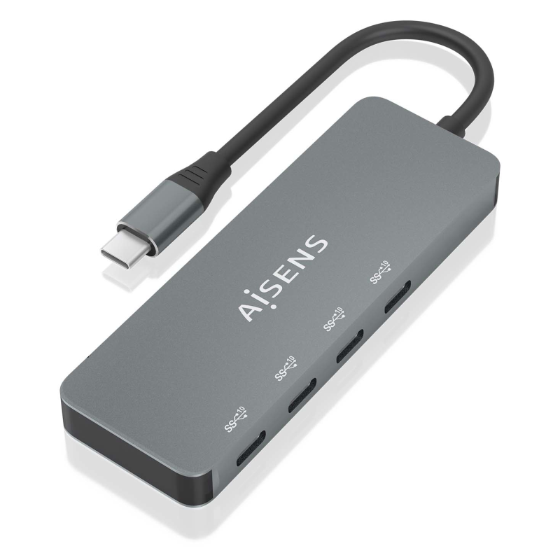 HUB AISENS USB 32 GEN2 10G USB C M 4XUSB C H 15CM GRIS
