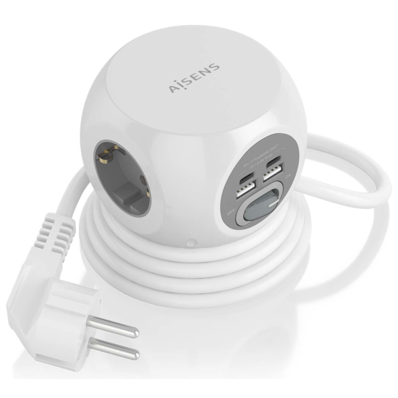 REGLETA ENCHUFES AISENS 3 TOMAS 2XUSB C 2XUSB A 14M BLANCO