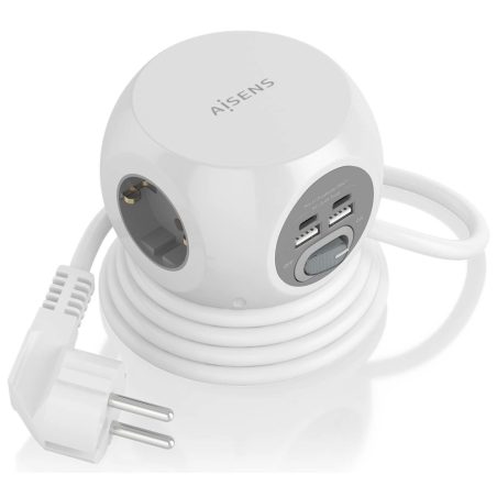 REGLETA ENCHUFES AISENS 3 TOMAS 2XUSB C 2XUSB A 14M BLANCO