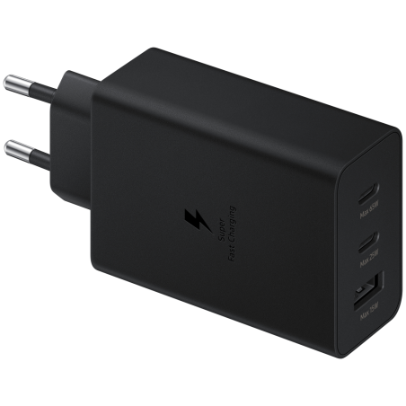 CARGADOR TRIO SAMSUNG 2XUSB C 1XUSB A 65W NEGRO SIN CABLE EP T6530NBEGEU