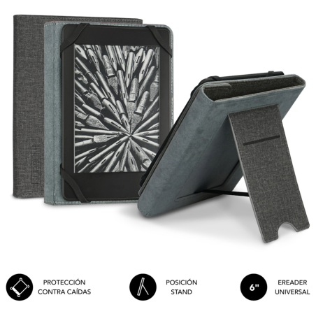 FUNDA TABLET SUBBLIM CLEVER EBOOK STAND CASE 6 GREY