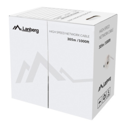 BOBINA CABLE RED LANBERG UTP RJ45 CAT5E SOLIDO CU AWG24 305M GRIS FLUKE TEST