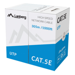 BOBINA CABLE RED LANBERG UTP RJ45 CAT5E SOLIDO CU AWG24 CPR 305M GRIS FLUKE