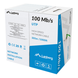 BOBINA CABLE RED LANBERG UTP RJ45 100 MB S SOLIDO CCA AWG24 305M VERDE