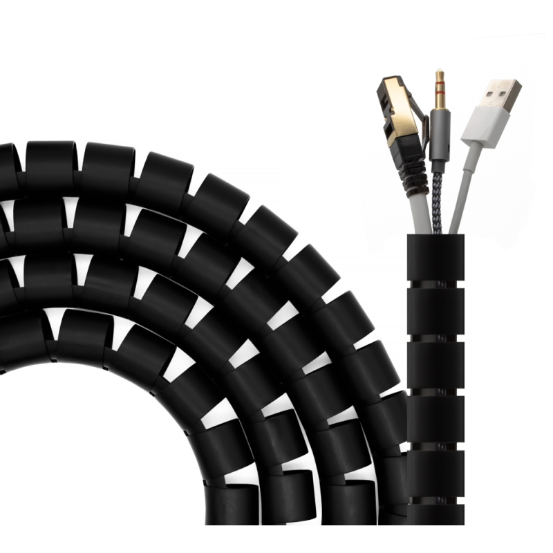 ORGANIZADOR CABLES AISENS ESPIRAL 25MM NEGRO 2mts