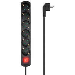 REGLETA AISENS BASE 6 TOMAS INTERRUPTOR CABLE 3x15MM2 14M NEGRO
