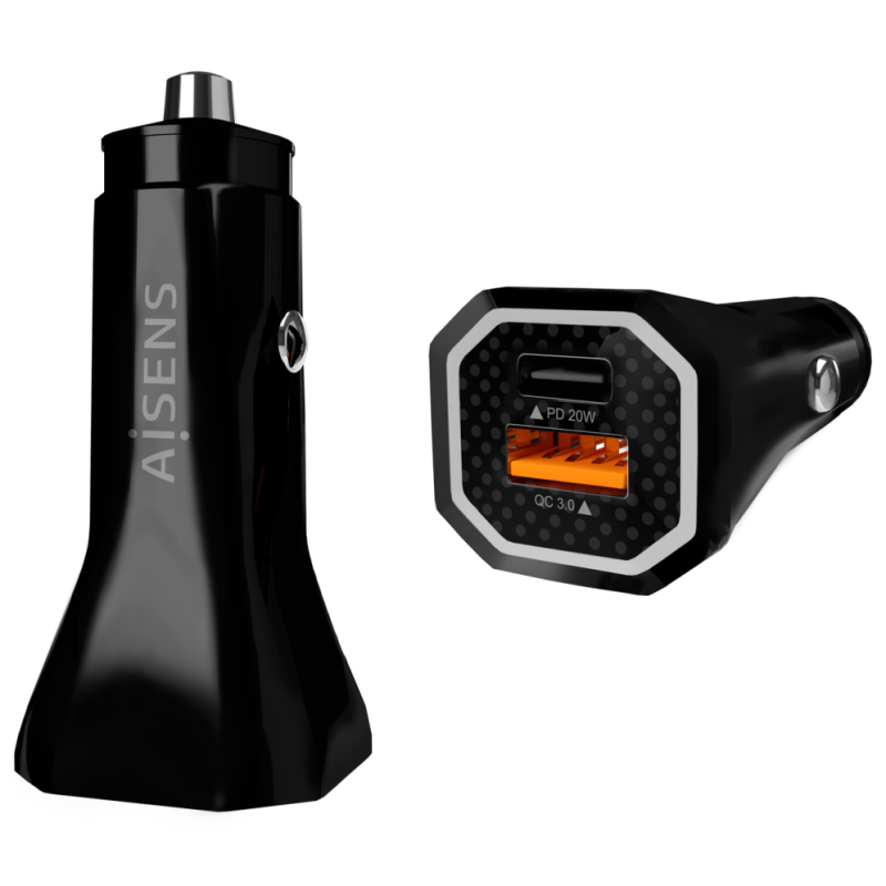 CARGADOR DE COCHE AISENS 38W1xUSB C PD30 20W1xUSB A QC30 18W NEGRO