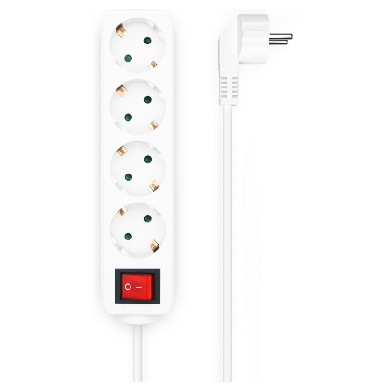 REGLETA AISENS BASE 4 TOMAS INTERRUPTOR CABLE 3x15MM2 14M BLANCO