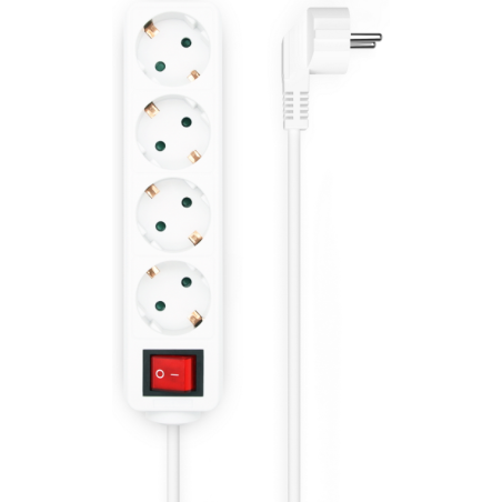REGLETA AISENS BASE 4 TOMAS INTERRUPTOR CABLE 3x15MM2 14M BLANCO