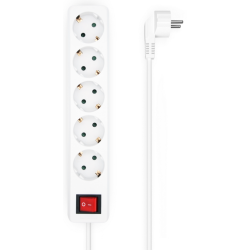 REGLETA AISENS BASE 5 TOMAS INTERRUPTOR CABLE 3x15MM2 14M BLANCO