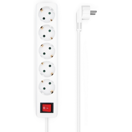 REGLETA AISENS BASE 5 TOMAS INTERRUPTOR CABLE 3x15MM2 14M BLANCO