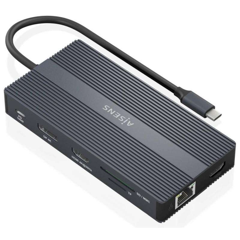 DOCK AISENS 12 EN 1 USB C A 2xHDMI DP RJ45 4xUSB A USB C USB C PD 20CM