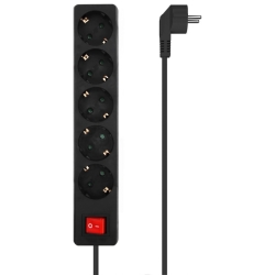 REGLETA AISENS BASE 5 TOMAS INTERRUPTOR CABLE 3x15MM2 14M NEGRO
