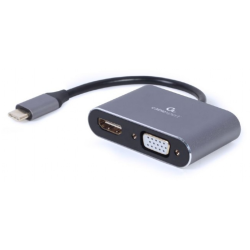 ADAPTADOR DE PANTALLA GEMBIRD USB TIPO C A HDMI VGA GRIS ESPACIAL