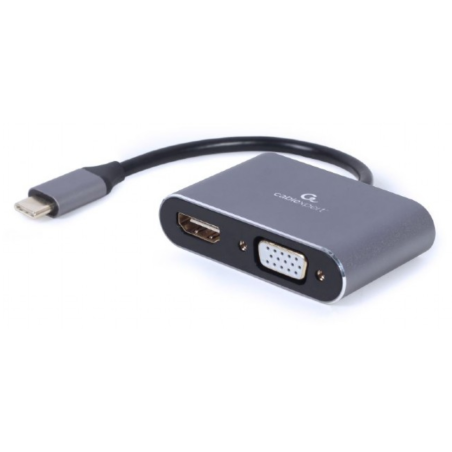 ADAPTADOR DE PANTALLA GEMBIRD USB TIPO C A HDMI VGA GRIS ESPACIAL