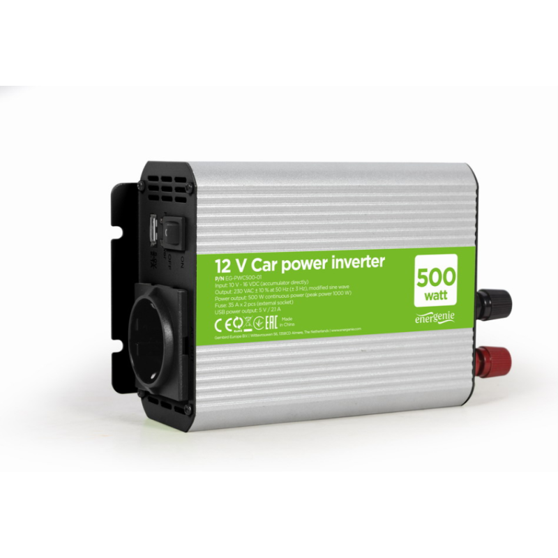 INVERSOR DE CORRIENTE GEMBIRD PARA COCHE DE 12V 500W