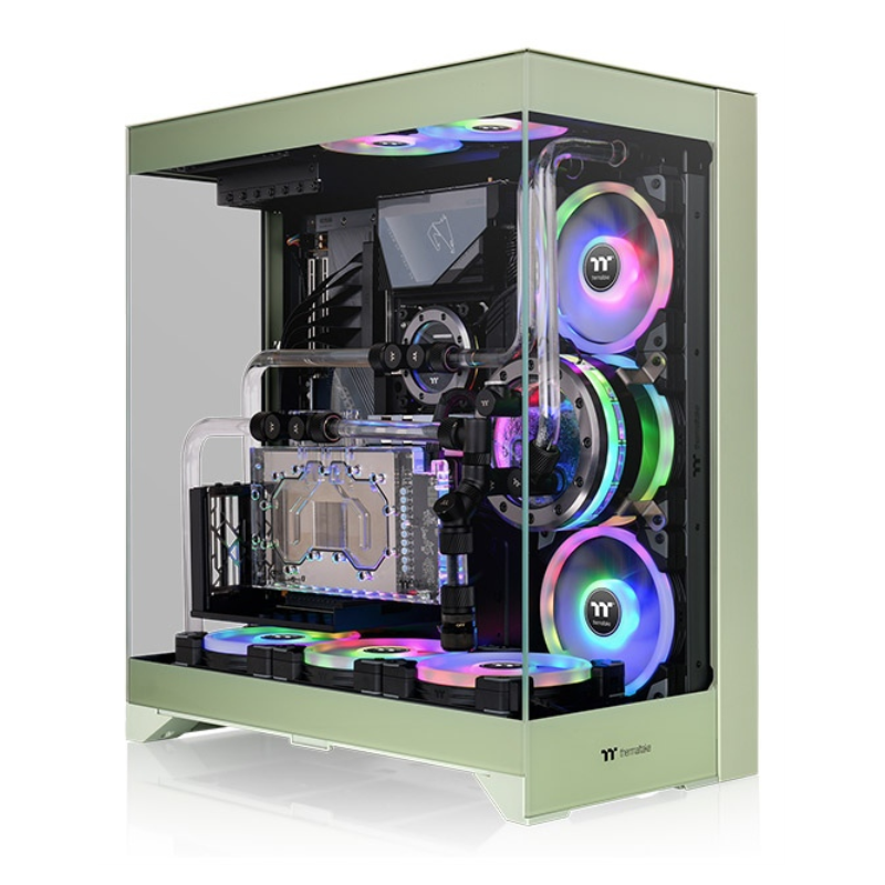 CAJA THERMALTAKE CTE E550 TG MID TOWER 2XUSB 30 1XUSB C SN FUENTE VERDE MATCHA