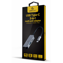 ADAPTADOR MULTIPUERTO USB TIPO C 3 EN 1 PUERTO USB HDMI PD PLATA