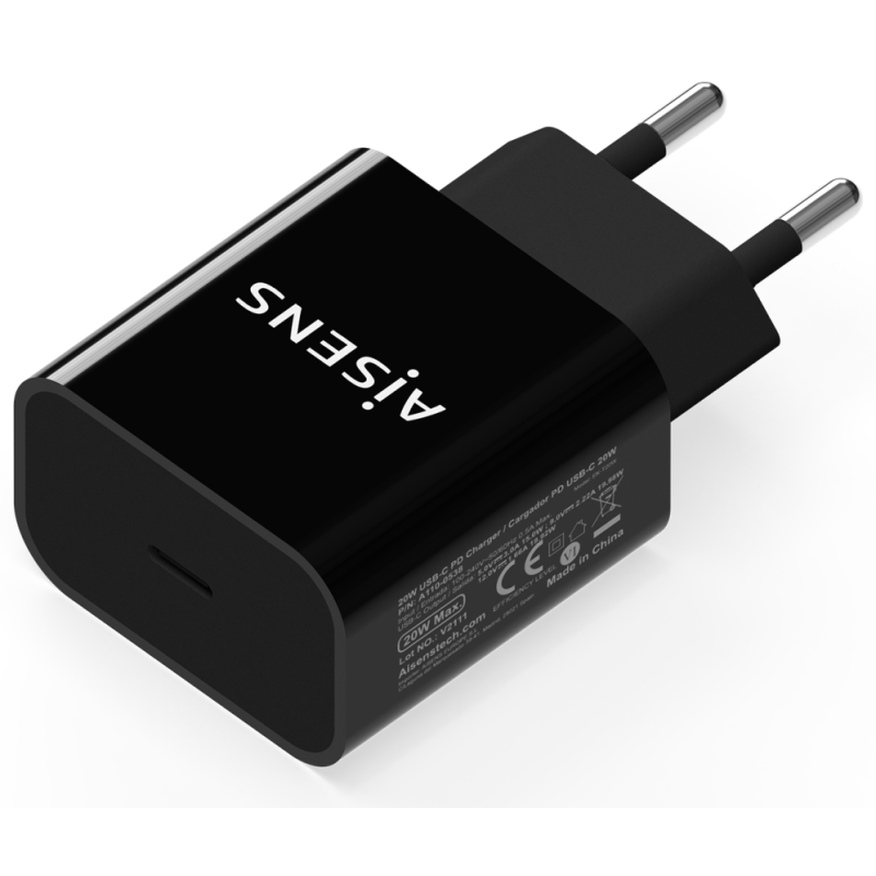CARGADOR USB C AISENS PD30 1 PUERTO 1xUSB C 20W NEGRO