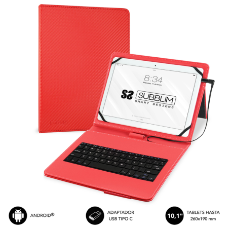 FUNDA TABLET SUBBLIM KEYTAB PRO USB 101 RED
