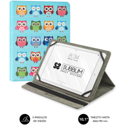 FUNDA TABLET SUBBLIM TRENDY CASE OWLS 101