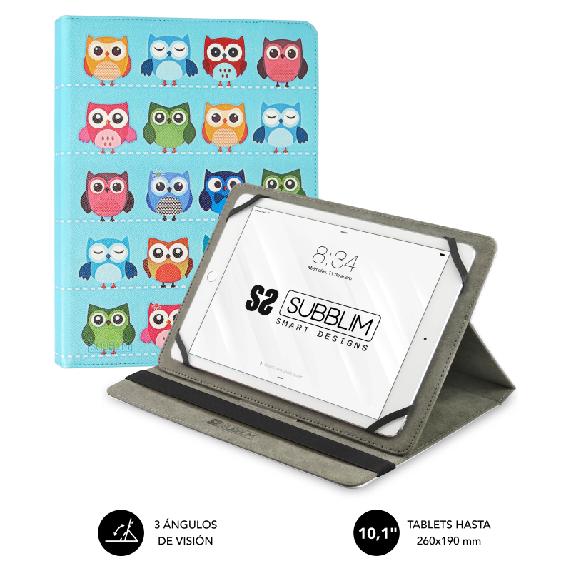 FUNDA TABLET SUBBLIM TRENDY CASE OWLS 101