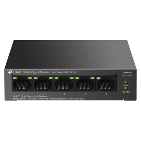SWITCH GIGABIT DE SOBREMESA DE 5 PUERTOS CON 4 PUERTOS POE