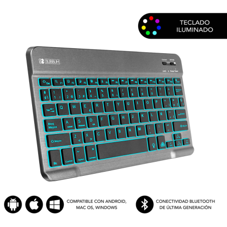 TECLADO SUBBLIM SMART BACKLIT BT KEYBOARD GREY
