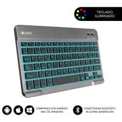 TECLADO SUBBLIM SMART BACKLIT BLUETOOTH RETROILUMINDO GRIS