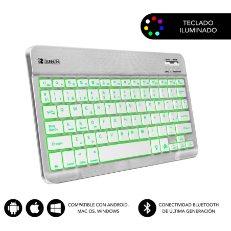 TECLADO SUBBLIM SMART BACKLIT BT KEYBOARD SILVER