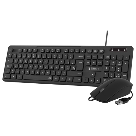 COMBO SUBBLIM TECLADO RATON BUSINESS SLIM NEGRO CABLE USB