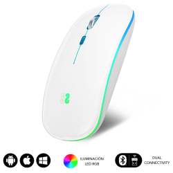 RATON SUBBLIM LED DUAL FLAT MOUSE WHITE