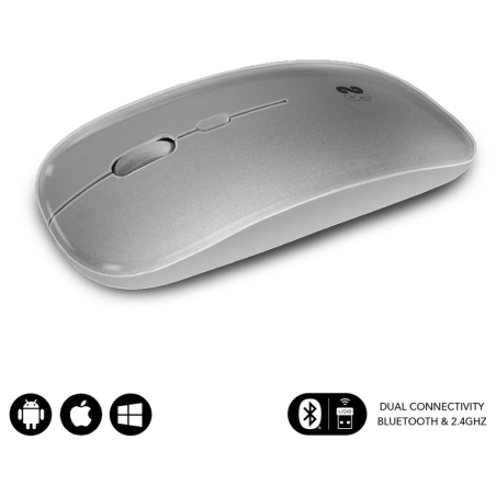 RATON SUBBLIM DUAL FLAT MOUSE SILVER RECHARGEABLE