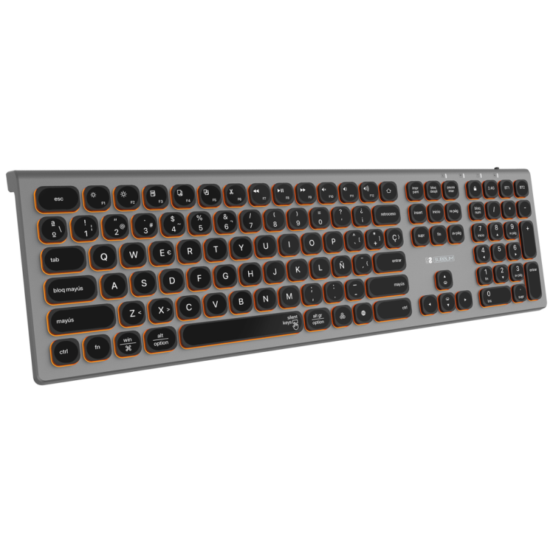 TECLADO SUBBLIM KEYBOARD BLUETOOTH MASTER ILUMINADO EXT GREY BLACK