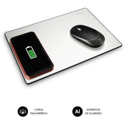 CARGADOR SUBBLIM MOUSEPAD WIRELESS CHARGER ALUMINUM SILVER 10W