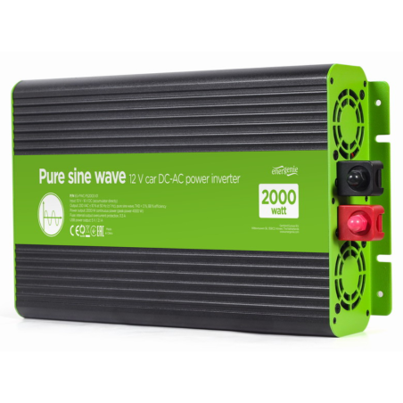INVERSOR CORRIENTE DC AC GEMBIRD COCHE DE ONDA SINUSOIDAL PURA DE 12 V 2000 W
