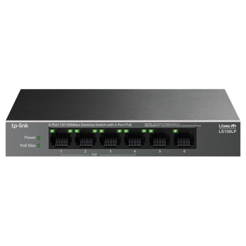 DESKTOP SWITCH 6 PORT 10 100MBPSWITH 4 PORT POE