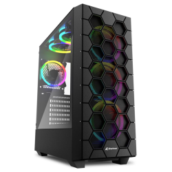 CAJA ATX SHARKOON RGB HEX 2XUSB30 SIN FUENTE NEGRO