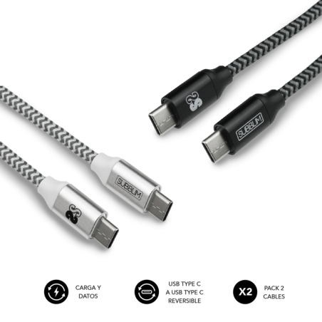 CABLE SUBBLIM 2X PREMIUM USB C TO USB C ALU BLACK SILVER