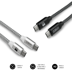 CABLE SUBBLIM 2X PREMIUM USB C TO USB C ALU BLACK SILVER
