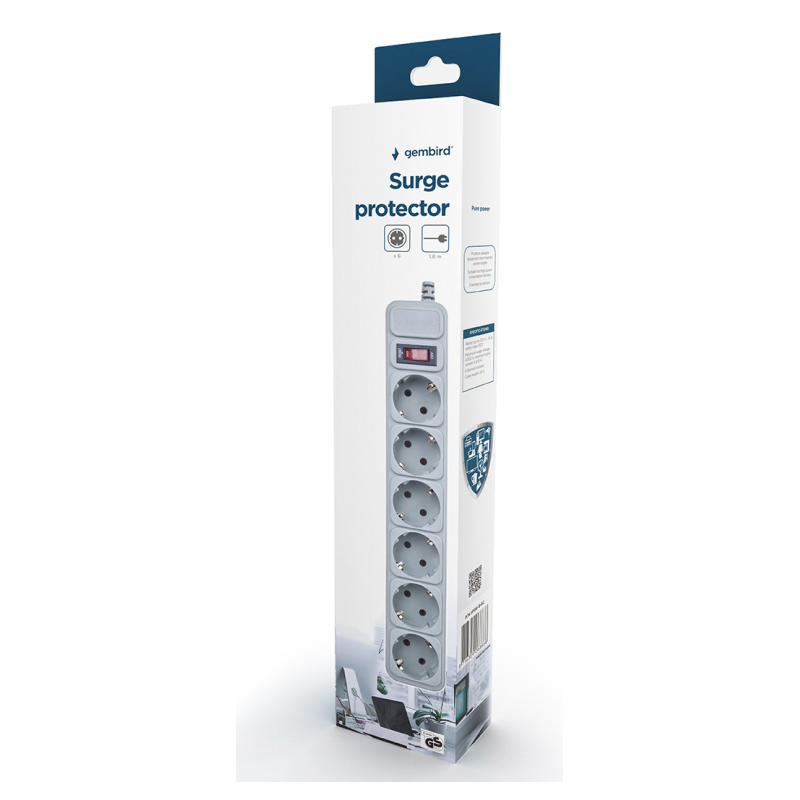 REGLETA GEMBIRD 6 TOMAS PROTECCION ANTIPICOS BLANCA 15M