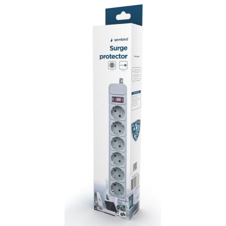 REGLETA GEMBIRD 6 TOMAS PROTECCION ANTIPICOS BLANCA 15M