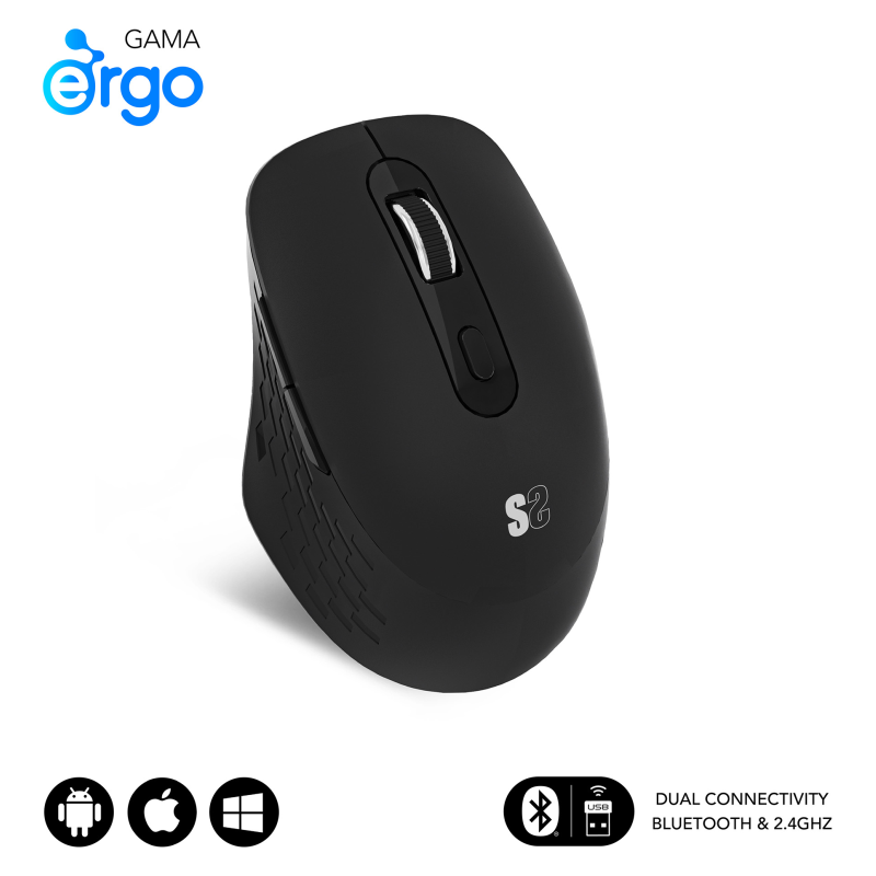 RATON SUBBLIM CURVE ERGO DUAL A BATERIA NEGRO
