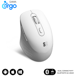 RATON SUBBLIM CURVE ERGO DUAL BLANCO BLUETOOTH BATERIA RECARGABLE